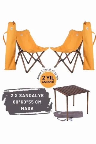 BAG THE JOY AHŞAP KATLANIR MASA SANDALYE SETİ – ANTRASİT – HARDAL -60*60*55