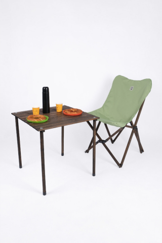 BAG THE JOY AHŞAP KATLANIR MASA SANDALYE SETİ – ANTRASİT – SU YEŞİLİ – 60*60*55cm