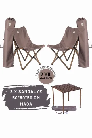 BAG THE JOY AHŞAP KATLANIR MASA SANDALYE SETİ – ANTRASİT – KOYU GRİ – 50*50*50cm