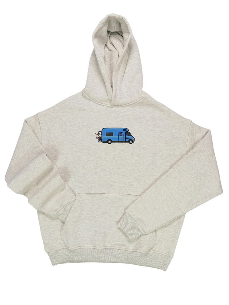 Mavi Motokaravan Nakışlı Sweatshirt