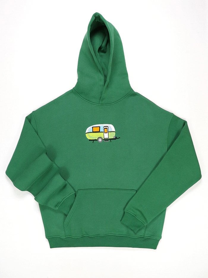 Yeşil Çekme Karavan Nakışlı Sweatshirt