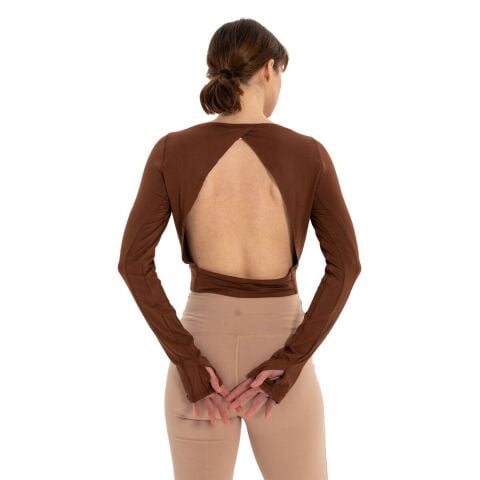 Inguz Sırtı Üçgen Detay Parmak Geçmeli Modal T-Shirt