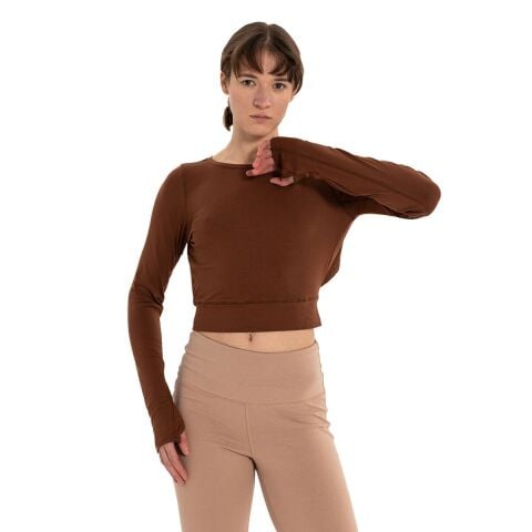 Inguz Sırtı Üçgen Detay Parmak Geçmeli Modal T-Shirt