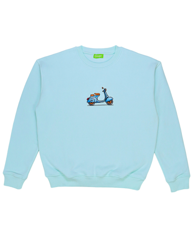 Antik Mint Vespa Nakışlı Sweatshirt