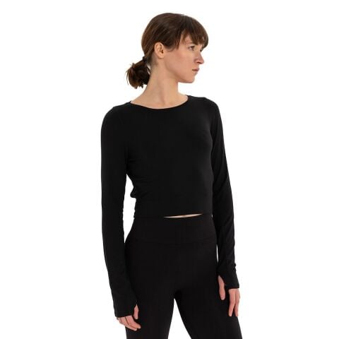 Inguz Sırtı Üçgen Detay Parmak Geçmeli Modal T-Shirt