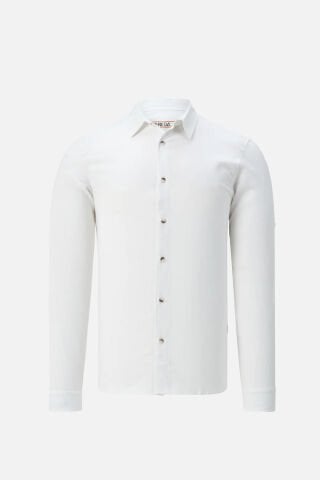 V-CLUTCH ERKEK KETEN GOMLEK BEYAZ L