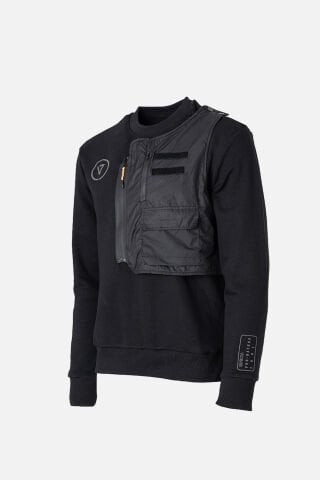 BISIKLET YAKA CIKARILABILIR CEP AKSESUARLI SWEATSHIRT ERKEK SIYAH