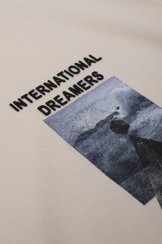 OVERSIZED FIT DREAMER ERKEK TSHIRT EKRU