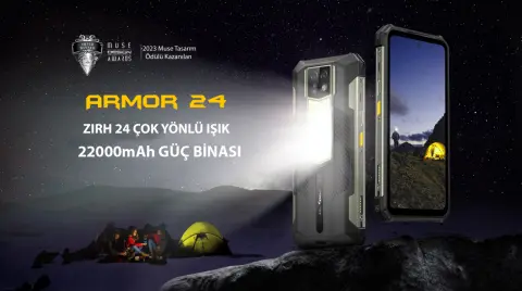 Ulefone Armor 24 Android 14 22000mAh Mega Batarya Kamp Işığı, 12GB RAM +256GB, 6.78'' Cep Telefonu (Ulefone Türkiye Garantili)