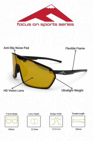 Wind Black Gold Sport Series Unisex Bisiklet Koşu Gözlüğü