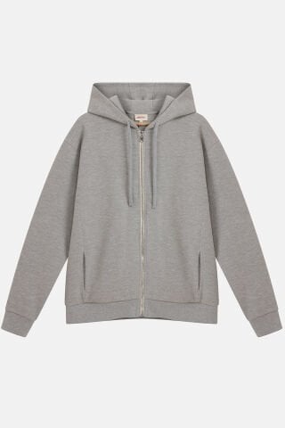 Urbanwild Hoodie Fermuarlı Gri Melanj