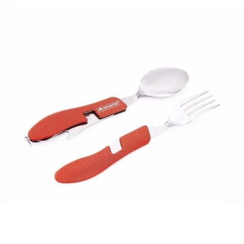 Orcamp Kamp Çatal Kaşık Bıçak Seti Kırmızı