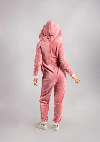 Peluş Tulum Pijama Takımı Pembe