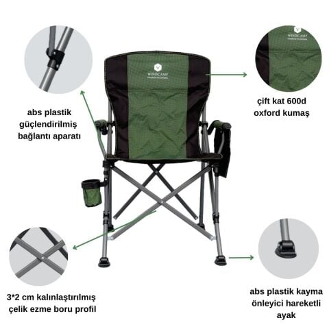 KATLANIR KAMP SANDALYESİ LUX - YEŞİL