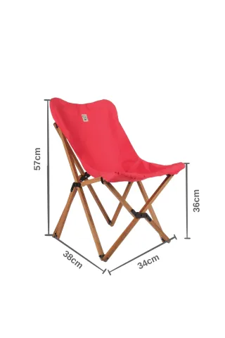BAG THE JOY KIDS KATLANIR AHŞAP KAMP & BAHÇE SANDALYESİ KAHVERENGİ İSKELET – KIRMIZI KILIF