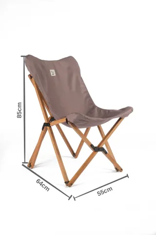 BAG THE JOY KATLANIR AHŞAP KAMP ve BAHÇE SANDALYESİ – KAHVERENGİ İSKELET – KOYU GRİ KILIF