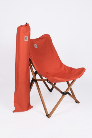 BAG THE JOY KATLANIR AHŞAP KAMP ve BAHÇE SANDALYESİ – KAHVERENGİ İSKELET –  KİREMİT KILIF