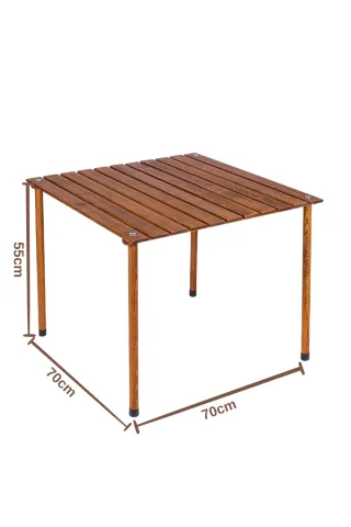 BAG THE JOY AHŞAP KATLANIR MASA SANDALYE SETİ – KAHVERENGİ – KİREMİT – 70*70*55cm