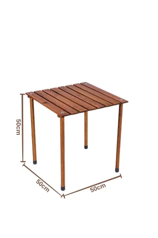 BAG THE JOY AHŞAP KATLANIR MASA SANDALYE SETİ – KAHVERENGİ- BEJ -50*50*50