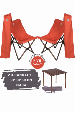 BAG THE JOY AHŞAP KATLANIR MASA SANDALYE SETİ – ANTRASİT – KİREMİT – 50*50*50cm