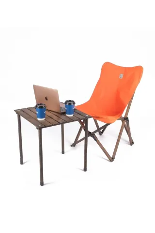 BAG THE JOY AHŞAP KATLANIR MASA SANDALYE SETİ – ANTRASİT – TURUNCU – 50*50*50cm