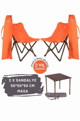 BAG THE JOY AHŞAP KATLANIR MASA SANDALYE SETİ – ANTRASİT – TURUNCU – 50*50*50cm