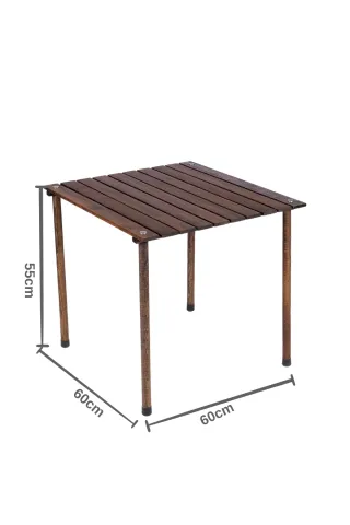 BAG THE JOY AHŞAP KATLANIR MASA SANDALYE SETİ – ANTRASİT- TURKUAZ -60*60*55